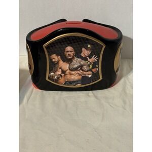 WWE 2014 The Rock John Cena CM Punk Ceramic Piggy Bank Championship Belt-PREOWN